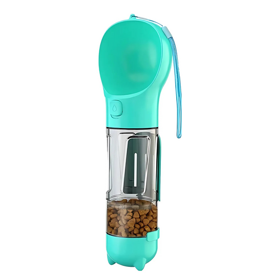 Portable Pet Water Bottle, Dog Bowl Dispenser, Travel Water Cup with Food Container for Cats Walking and Travel, 4 in 1