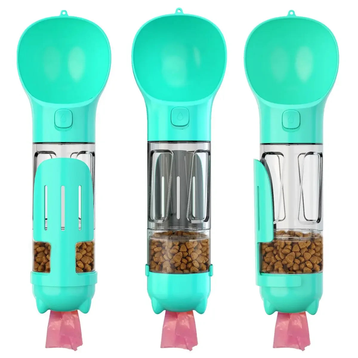 Portable Pet Water Bottle, Dog Bowl Dispenser, Travel Water Cup with Food Container for Cats Walking and Travel, 4 in 1